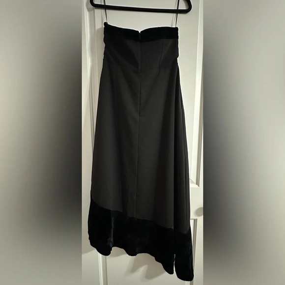 NWOT Du Paradis Geneva Mixed Media Strapless Midi Dress S Black Velvet Crepe - Picture 7 of 11